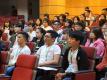 景文科大配合教育新南向政策開設越南專班開學，80名越南學生仔細聆聽課程說明。(記者祁容玉攝)